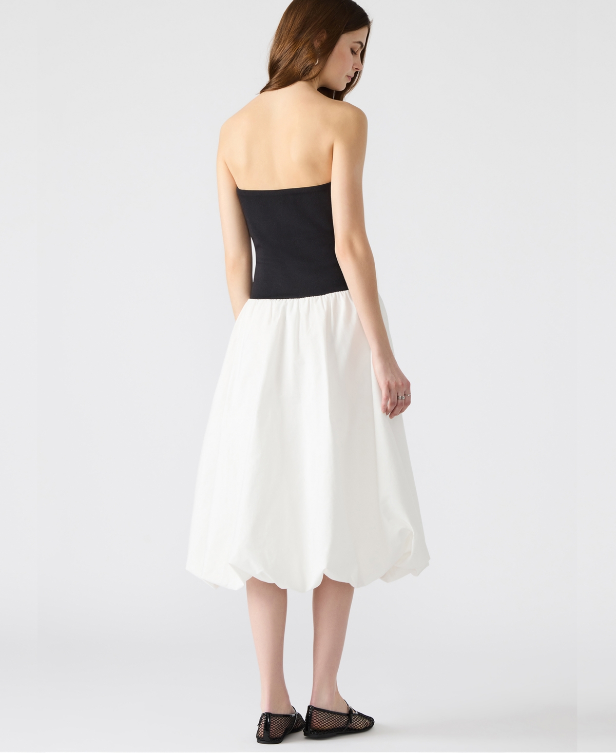 Steve Madden Women's Oliver Mixed-media Bubble-hem Dress In Black