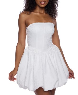 Juniors' Jacquard Strapless Bubble Dress