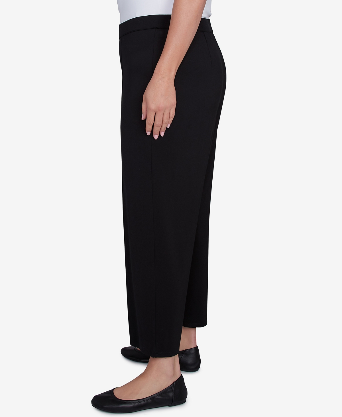 Alfred Dunner Plus Size Natural Instinct Flat Front Relaxed Pull On Ankle Pants In Black