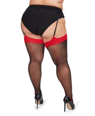 Plus Size Back Seam/Cuban Heel Curvy Thigh High Stocking MM-2612	