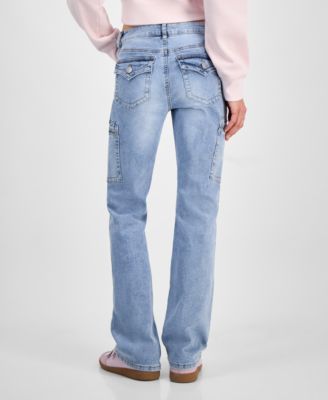 Juniors' Low Rise Cargo Bootcut Jeans