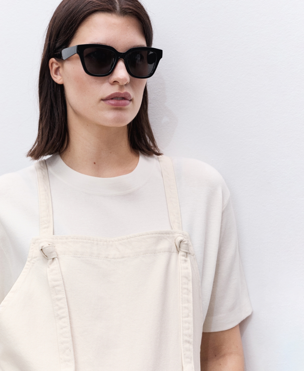 Mango Denim Maternity Overalls In Off White