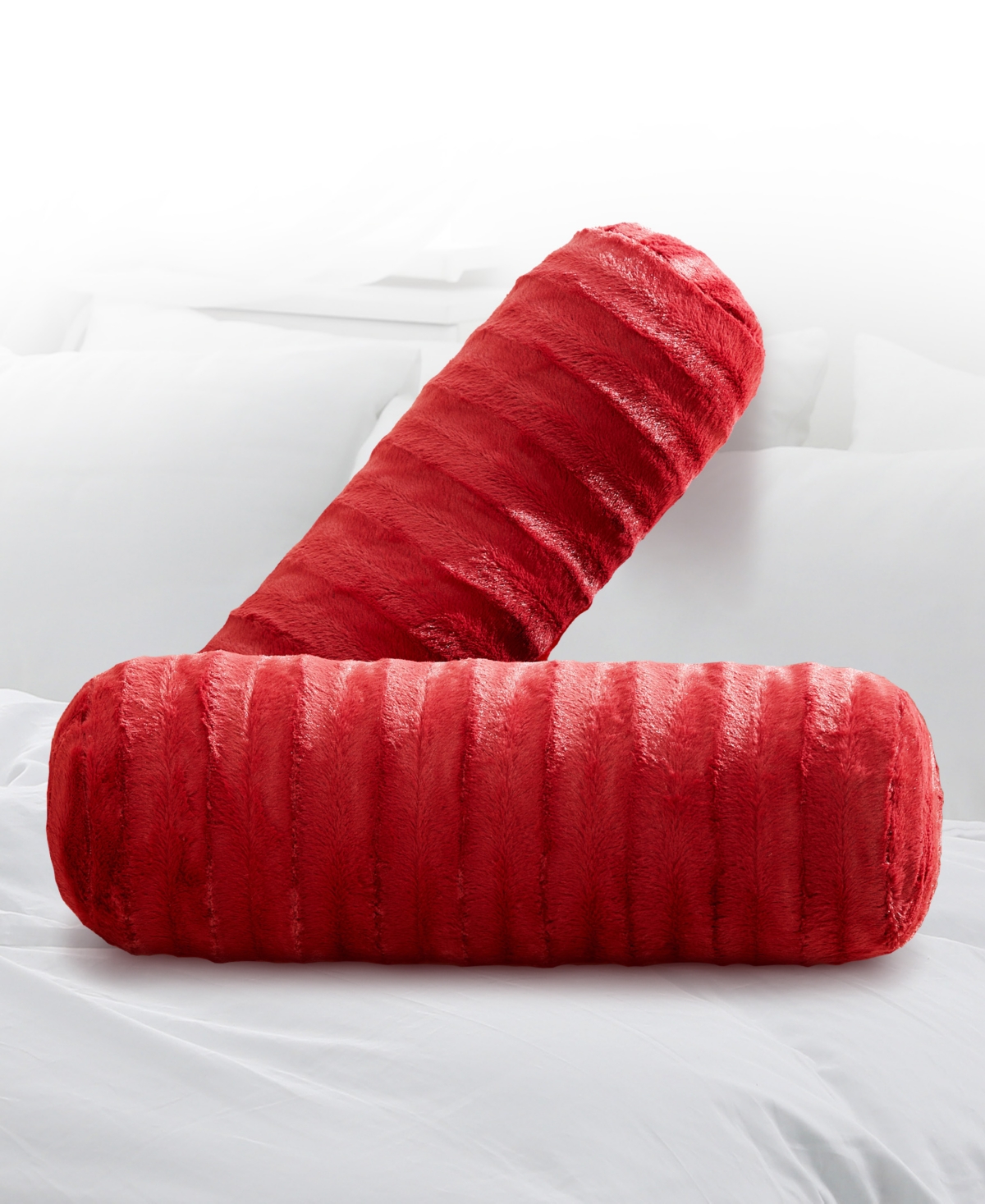 Cheer Collection Bolster Decorative Pillow Set, 8" X 24" In Red