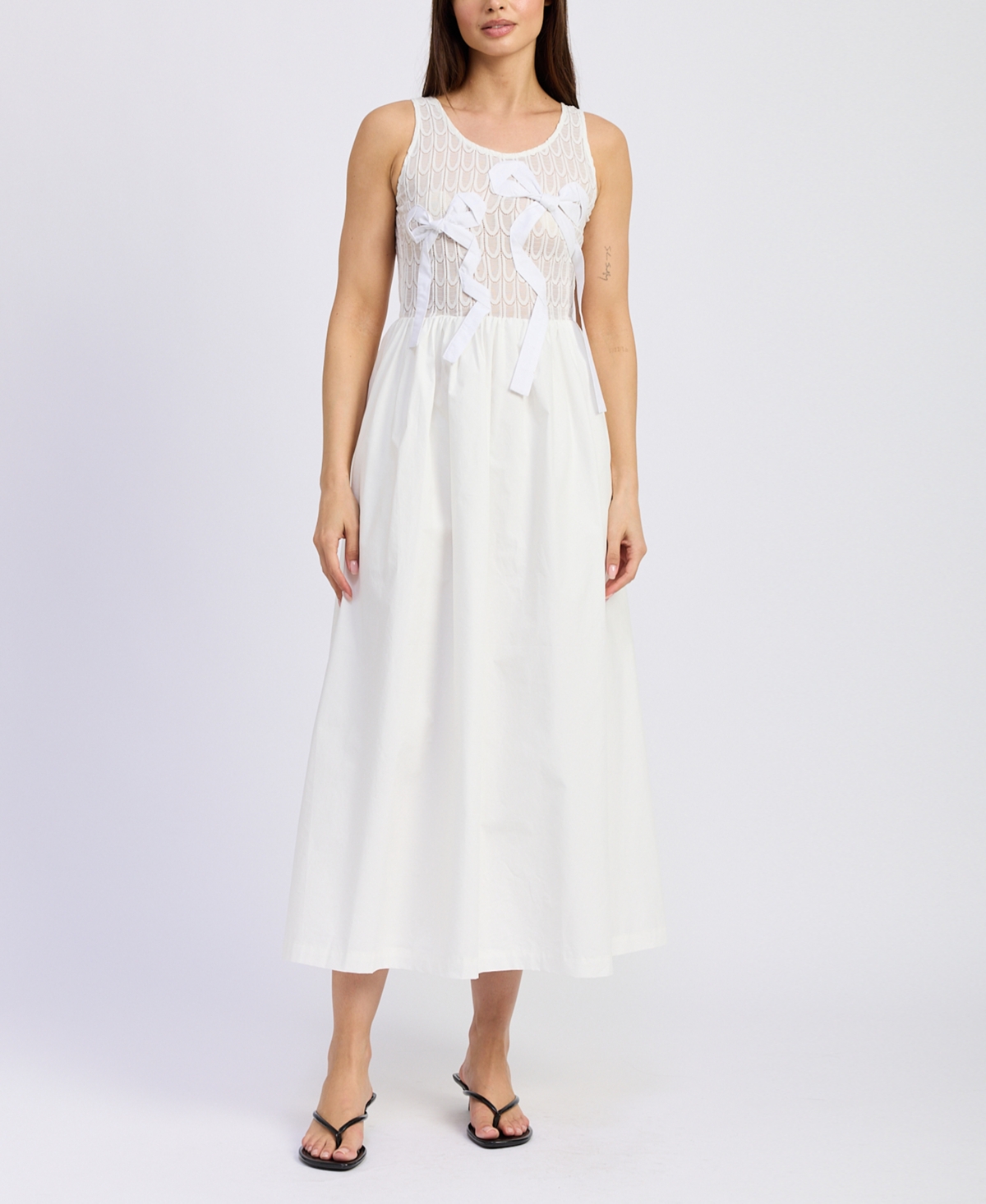 Women's Denver Mixed-Media Midi Dress - White