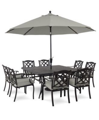 Wythburn Outdoor Dining 9pc Set (64" Square Table & 8 Lattice Dining Chairs)