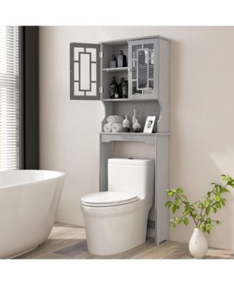 Over-the-Toilet Bathroom Storage Cabinet with Organizer Shelf