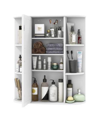 Bathroom Wall Medicine Cabinet Wall Mounted Storage Organizer w/ Mirror Door