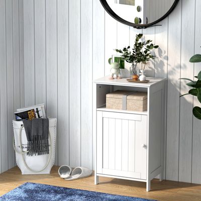 Bathroom Floor Storage Cabinet Side Table Adjustable Shelf Organize Freestanding