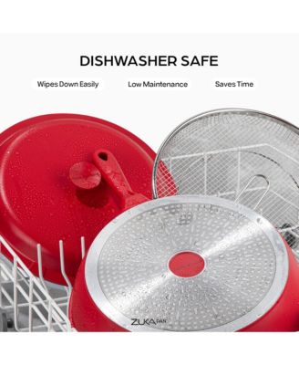 Zuka Ceramic 1.25 Qt. Ceramic 10 in 1 Nonstick Multi-Functional Saute Pan with Lid, Nylon Spoon