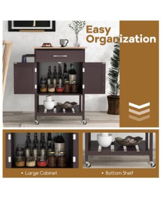 Rolling Kitchen Island Cart with Drawer and Towel Rack – Mobile Kitchen Storage and Prep Cart with Towel Holder
