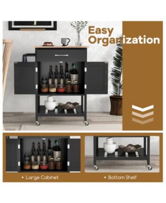 Rolling Kitchen Island Cart with Drawer and Towel Rack – Mobile Kitchen Storage and Prep Cart with Towel Holder
