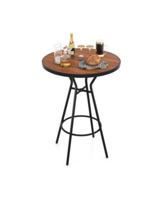 Outdoor Bar Table with Wood-Like Tabletop for Backyard Garden