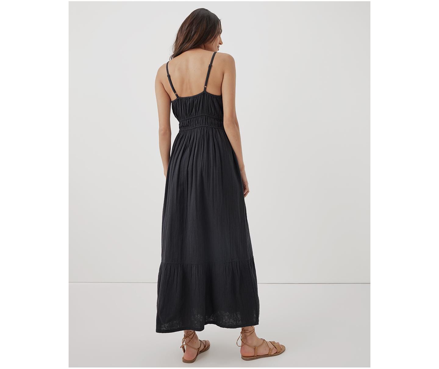 Женское платье Pact Organic Cotton Coastal Double Gauze Cami Maxi, цвет: Чёрный — фото 2