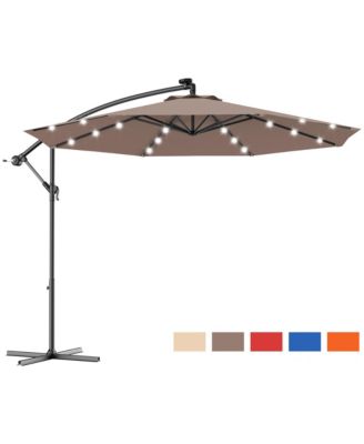 10Ft Patio Solar LED Outdoor Offset Hanging Umbrella w/ 24