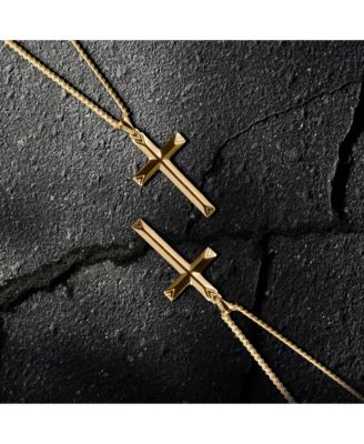 Men's Gold Cross Pendant Necklace with 21" Curb Chain