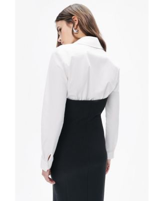 Women's Shirt Detail Midi Dress