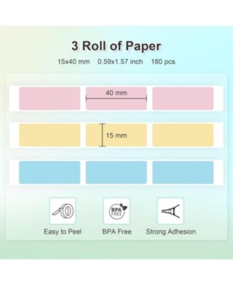 Nelko Genuine P21 Label Maker Tape, Adapted Label Print Paper, 14x40mm (0.55"x1.57"), Standard Laminated Office Labeling Tape Replacement, Multipurpose of P21, 180 Tapes/Roll, 3-Roll, Blue/Yellow/Pink