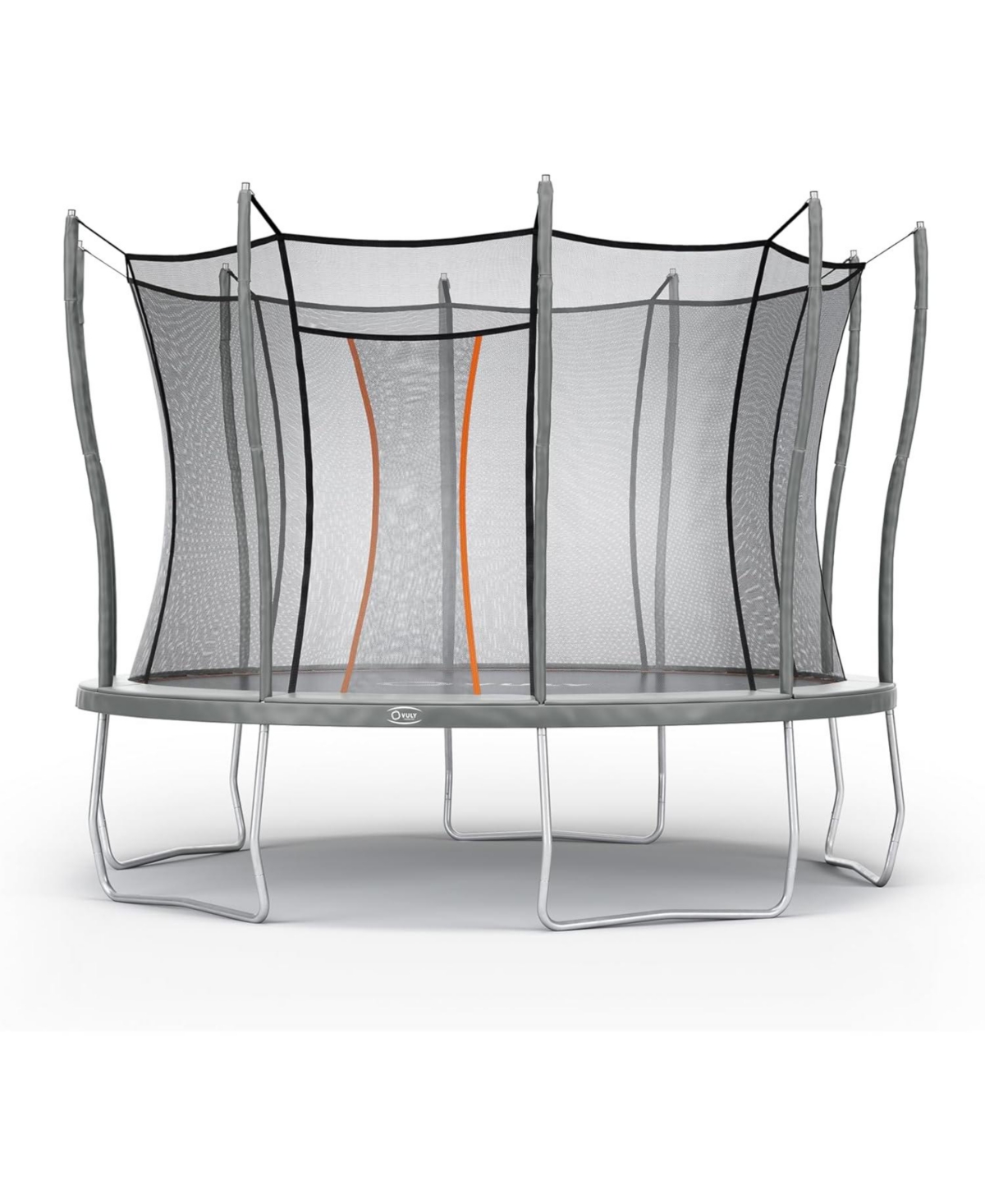Vuly 12 Ft Ultra Outdoor Trampoline with No Gap Netting, External Springs, Self Closing Entry, No Nuts or Bolts, and Safety Padding