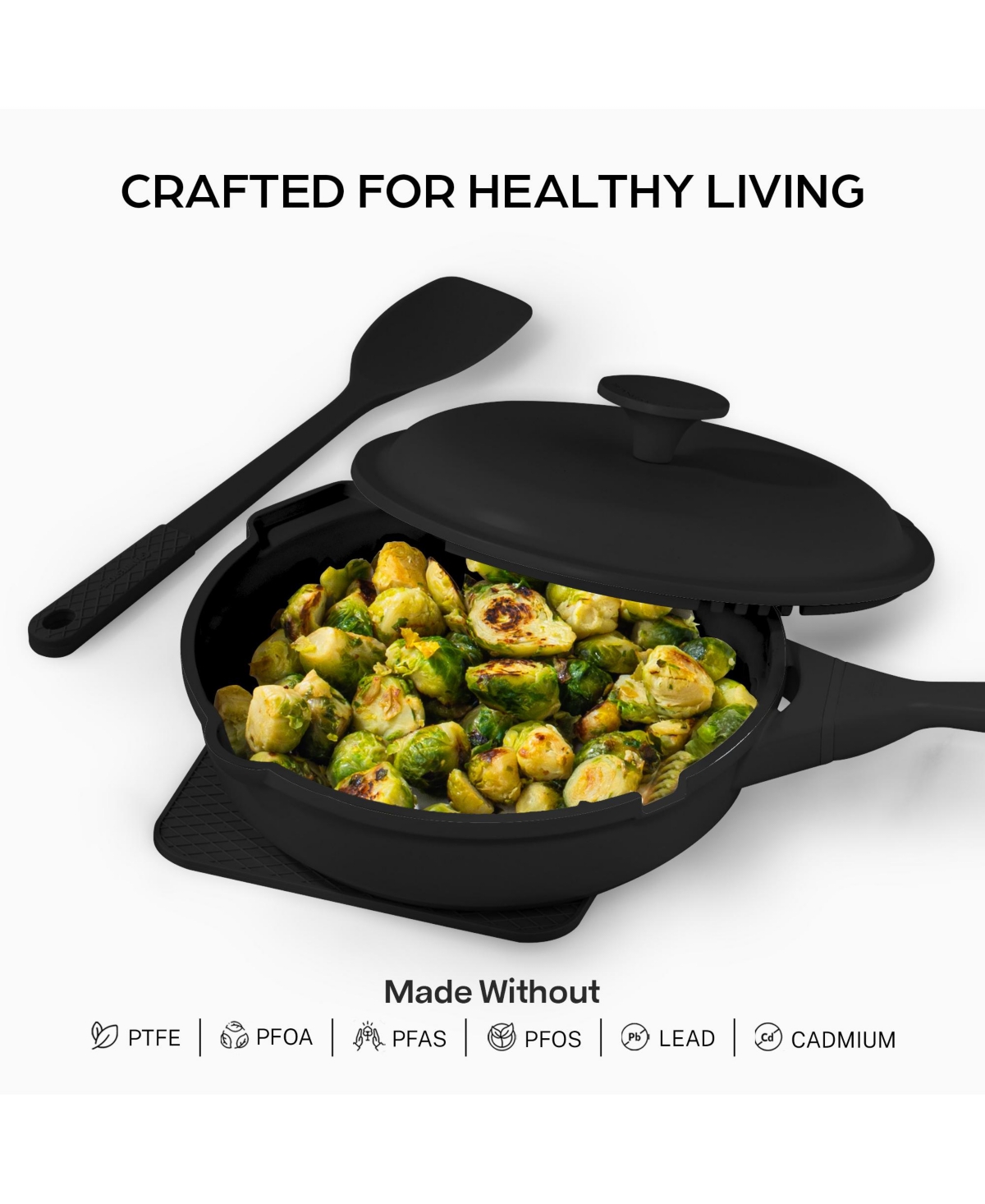 Zuka Everyday Pan 4.25 Qt. Ceramic 10 1 Nonstick Multi-Functional Saute with Lid, Nylon Spoon, & Steamer Basket