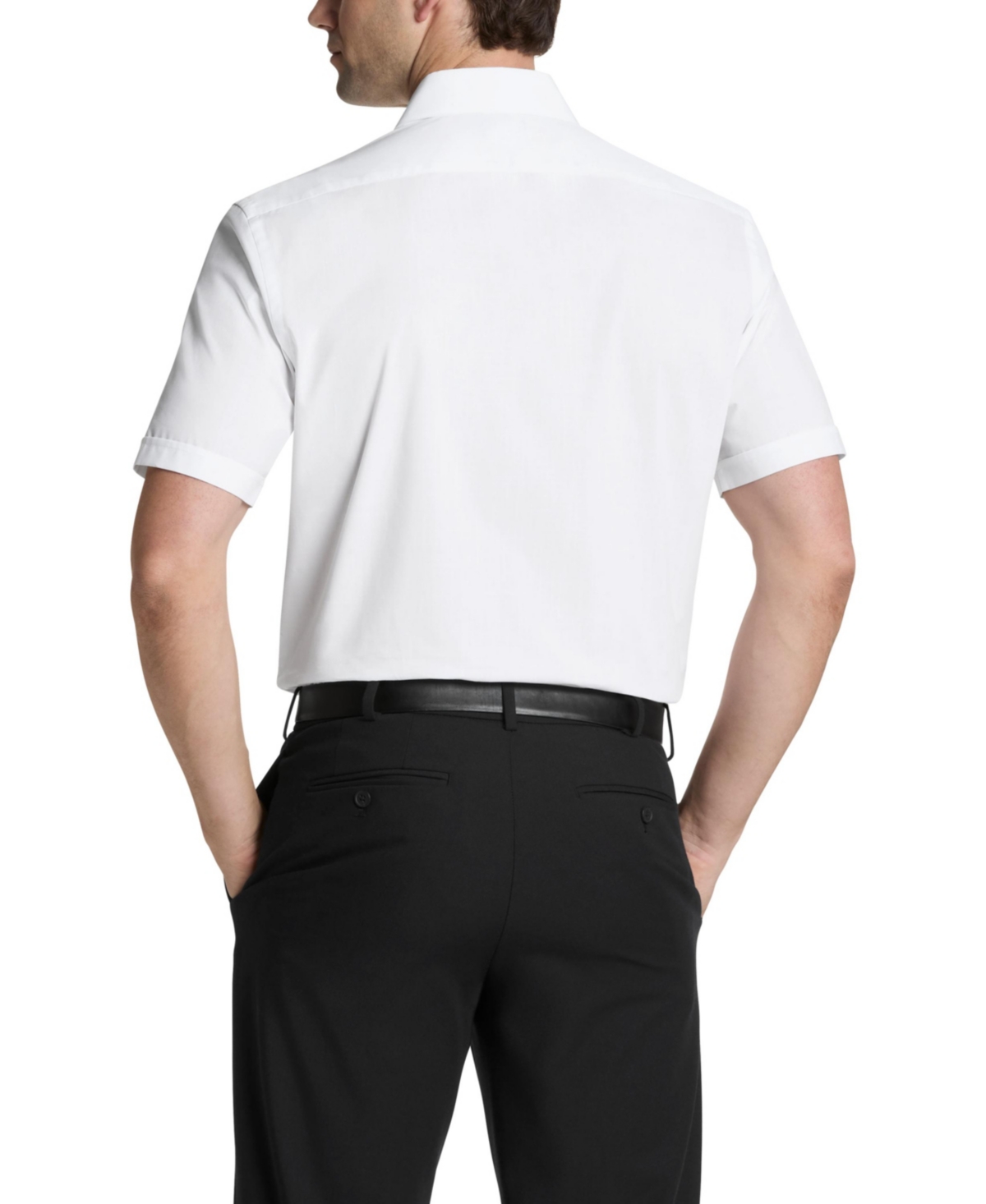 Shop Van Heusen Men's Slim Fit Short Sleeve Dress Shirt In White