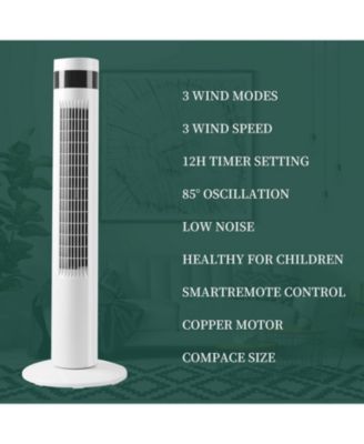 | Portable Oscillating Bladeless Fan | Electric Standing Fan with Remote, Quiet, 3 Speeds, Timer