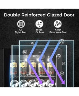 Beverage Fridge 48 Can Capacity, Digital Temp Control, LED Light, Reversible Door, 1.3 Cu.Ft, for Home, Office, Bar