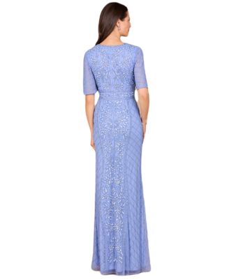 Women's V-Neck, Cape Sleeve Beaded Gown