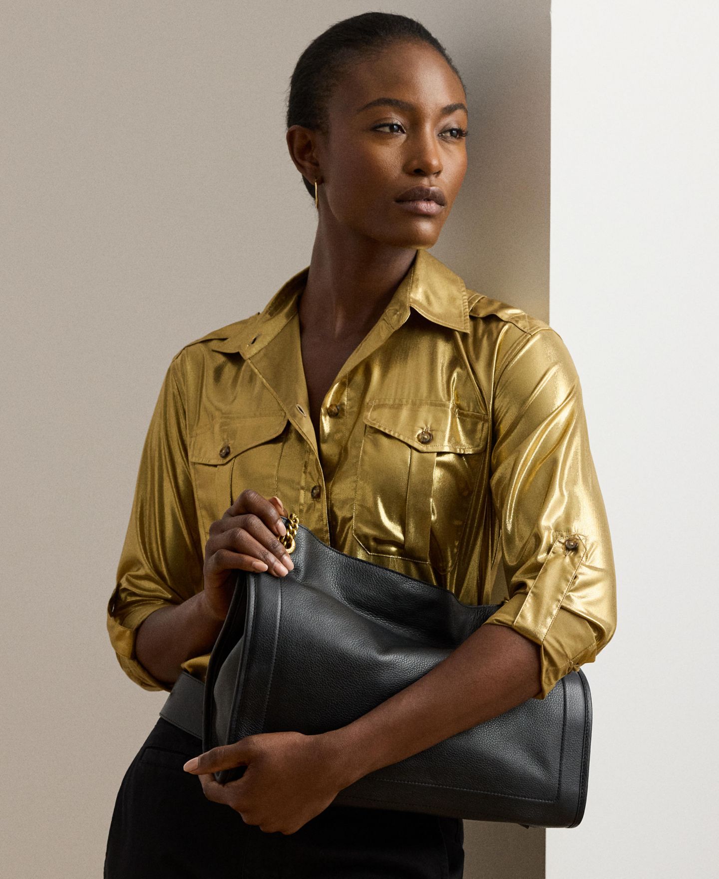 Женская сумка Lauren Ralph Lauren Bradley Large Pebbled Leather, цвет: Чёрный — фото 2
