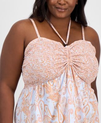 Trendy Plus Size Smocked Handkerchief-Hem Dress