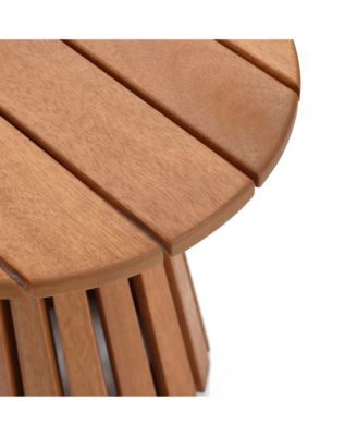 Outdoor Side Table, 17'' Natural Solid Wood Round Accent End Table, Modern Coffee Porch Tables for Indoor Outdoor, Plant Stand for Patio Garden Backyard