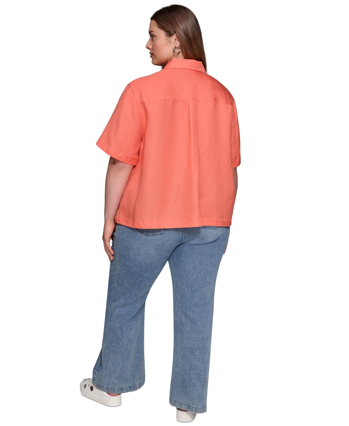 Shop Karl Lagerfeld Plus Size Short-sleeve Shirt Jacket