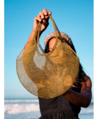 SOL Mesh Wire Tote Bag in Dark Gold