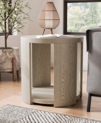 24" Oak Wood Rosin Round End Table