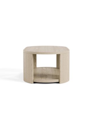 18" Oak Rubberwood Rosin Oval Modern Coffee Table