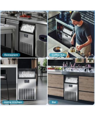  100lbs/Day Commercial Crescent Ice Machine | Dual-Position Undercounter/Freestanding | Adjustable Ice Thickness | Bar & Cafe Use