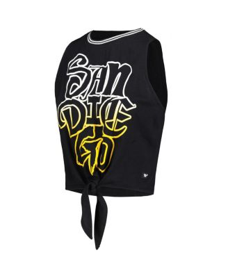 Women's Black San Diego Padres Twisted Tie Front Tank Top