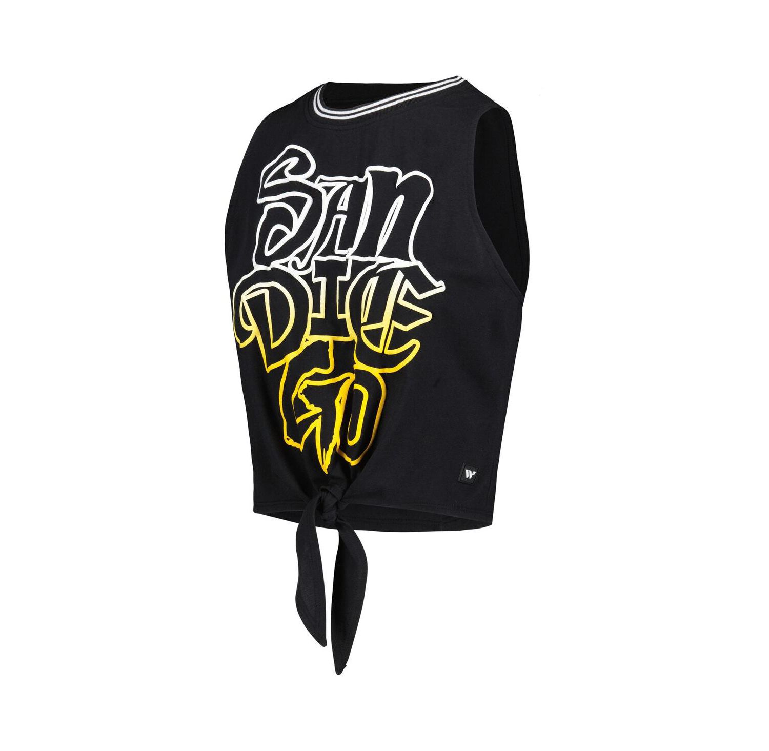 Women's Black San Diego Padres Twisted Tie Front Tank Top