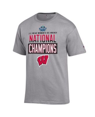 Men's Gray Wisconsin Badgers 2025 NCAA Frozen Four Women's Ice Hockey Tournament Champions Locker Room T-Shirt