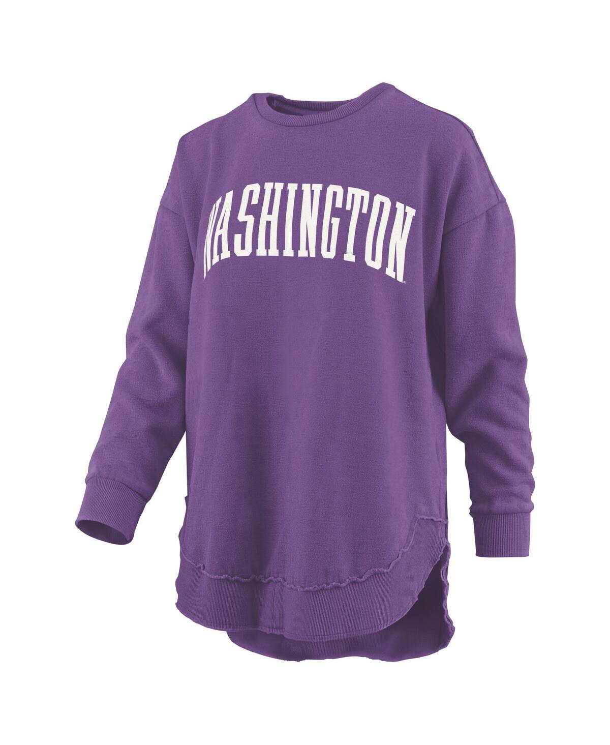 PRESSBOX WOMEN'SÂ PURPLE WASHINGTON HUSKIES MELANGE PONCHO VINTAGE FLEECE LONG SLEEVE PULLOVER SWEATSHIRT 