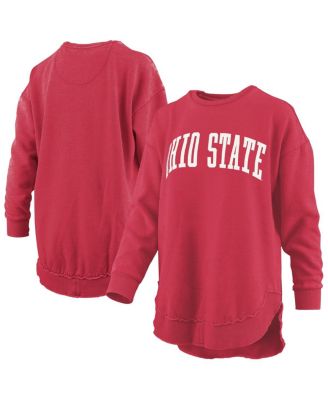 Pressbox - Women's&nbsp;Scarlet Ohio State Buckeyes Melange Poncho Vintage Fleece Long Sleeve Pullover Sweatshirt