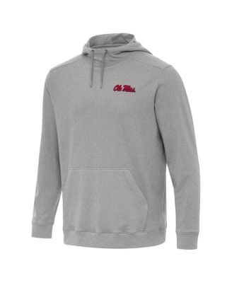 Antigua - Men's Heather Gray Ole Miss Rebels Cloud Pullover Hoodie