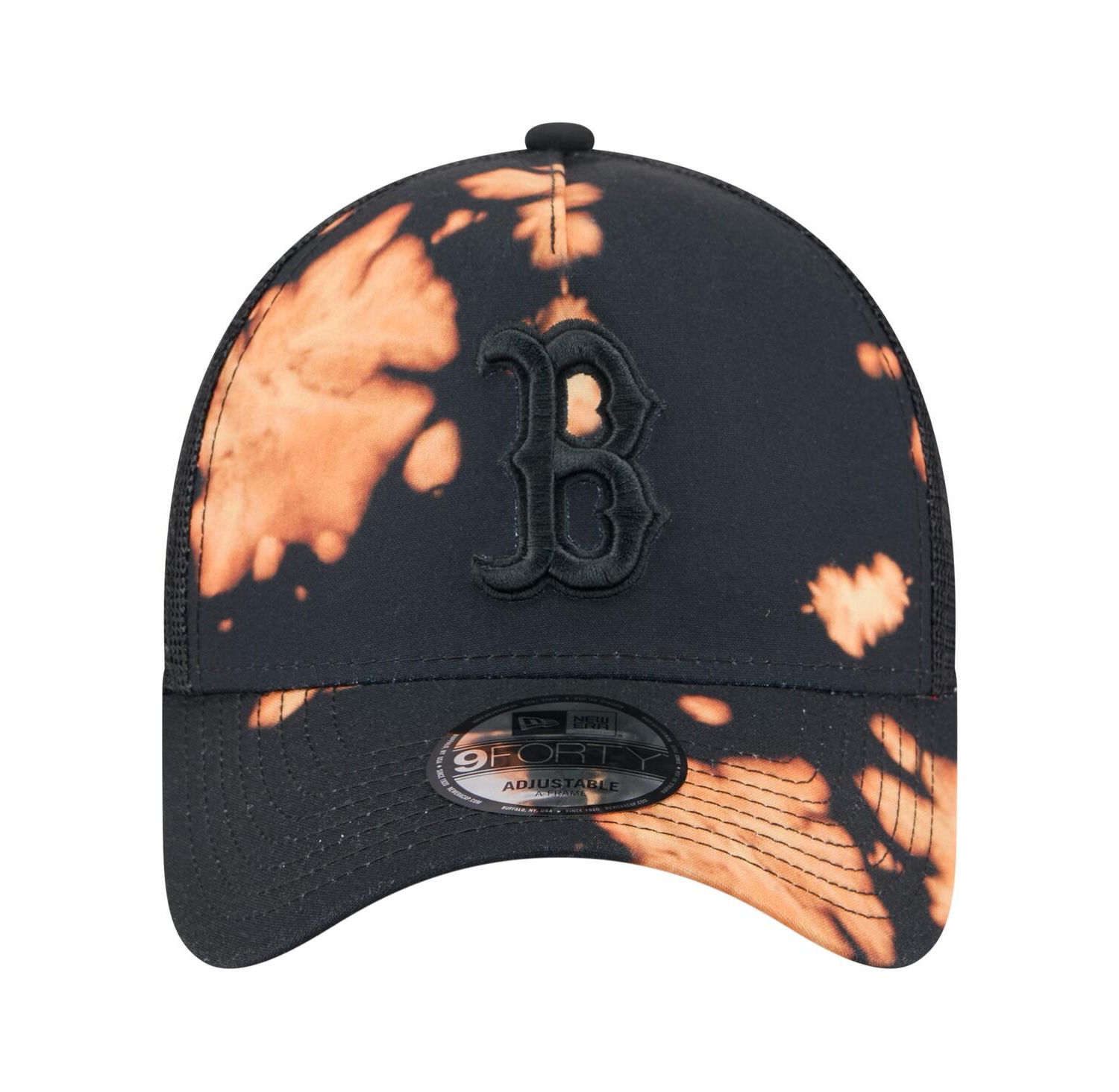 Men's Black Boston Red Sox Bleached A-Frame 9FORTY Adjustable Hat
