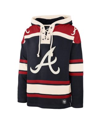 Men's Navy Atlanta Braves Superior Lacer Pullover Hoodie