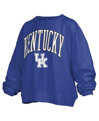 Women's&nbsp;Royal Kentucky Wildcats Janise Arch Over Logo Waist Length Oversized Pullover Sweatshirt