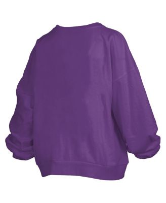 Women's&nbsp;Purple LSU Tigers Janise Arch Over Logo Waist Length Oversized Pullover Sweatshirt