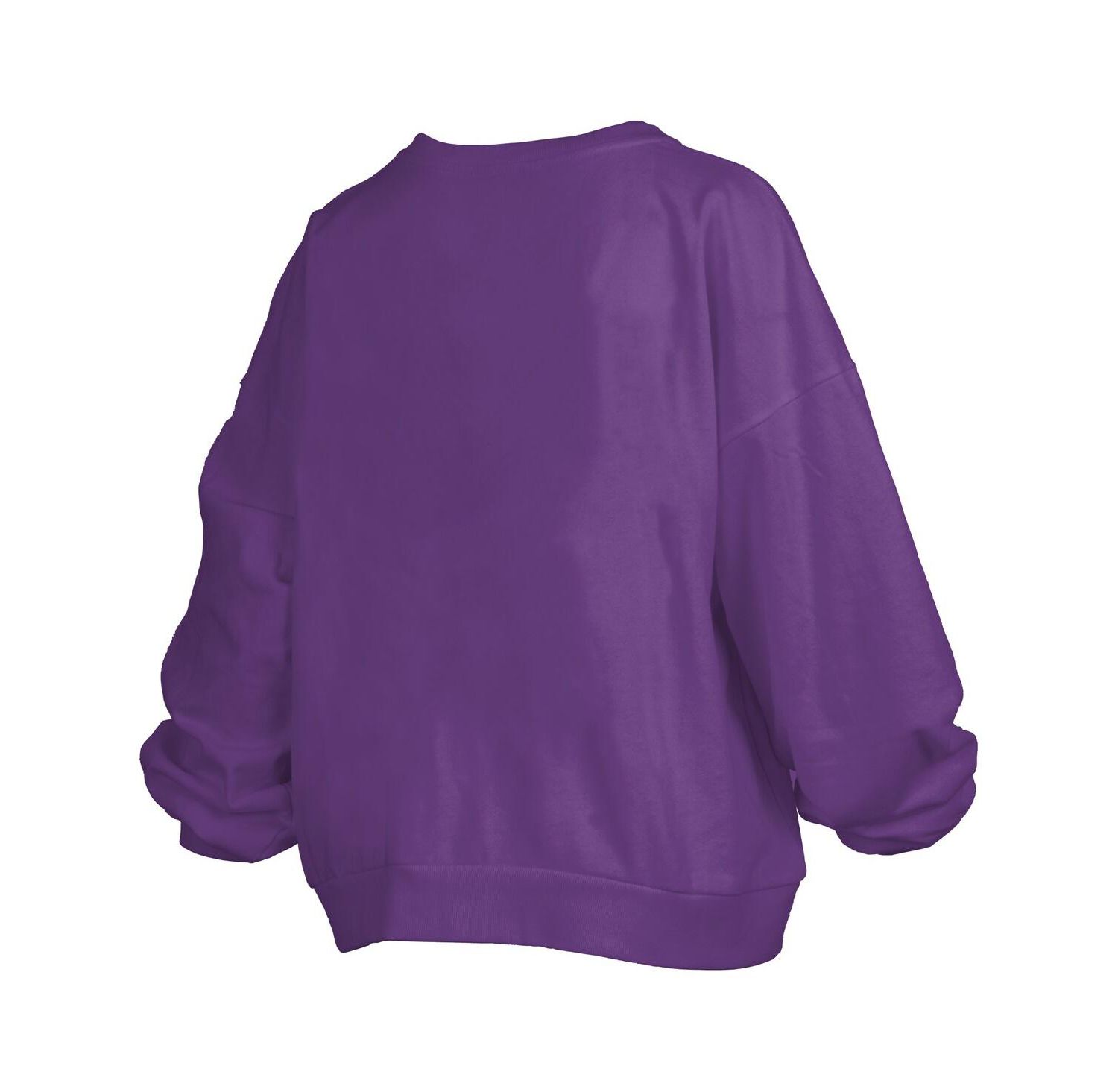 Women's Purple LSU Tigers Janise Arch Over Logo Waist Length Oversized Pullover Sweatshirt
