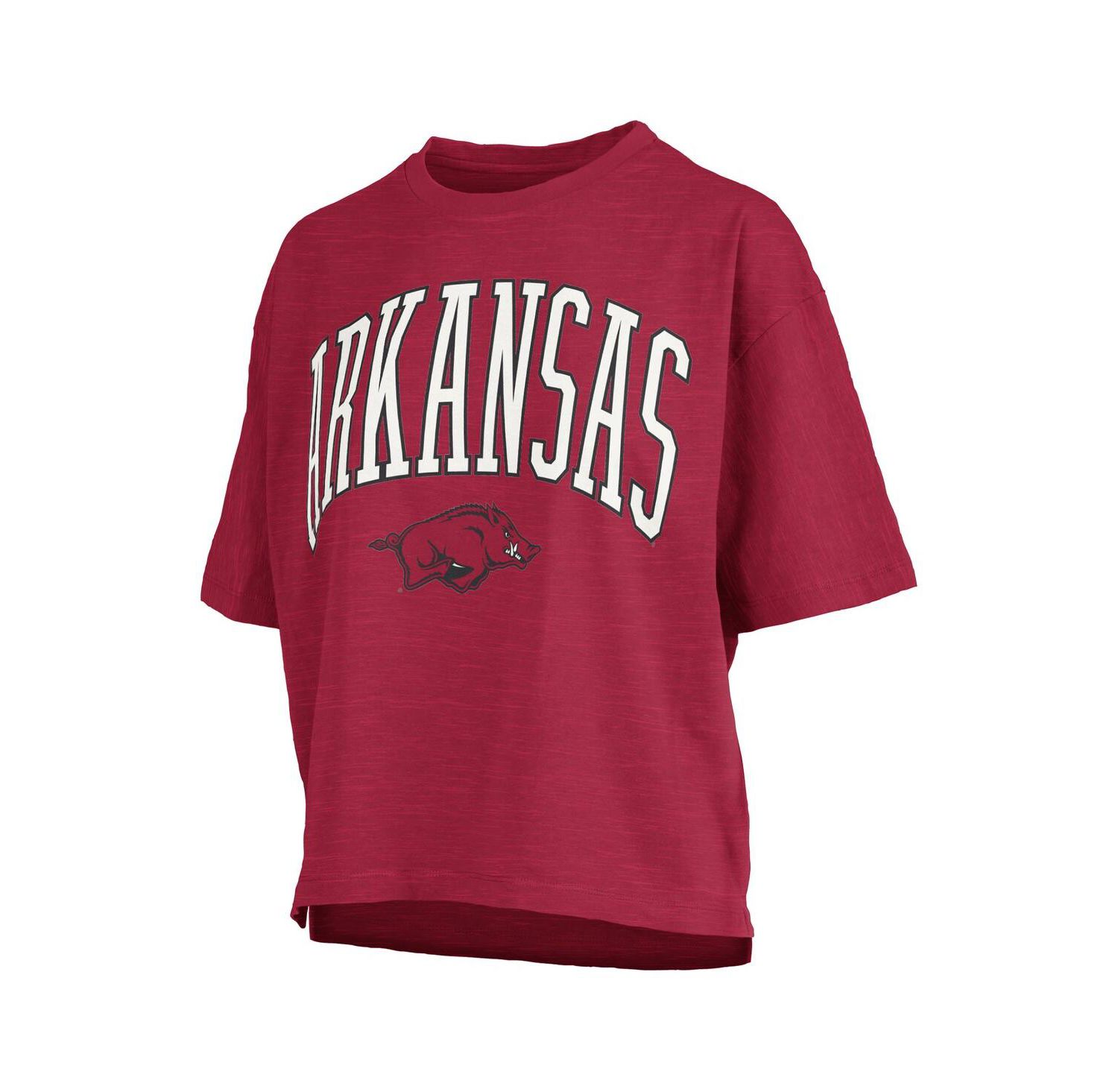 Women's Cardinal Arkansas Razorbacks Nelson Arch Over Logo Waist Length Oversized Slub T-Shirt
