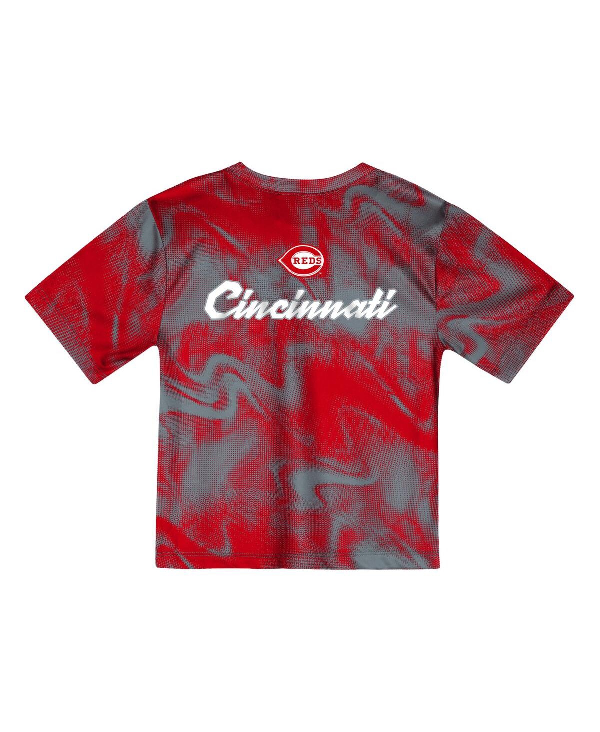 Outerstuff Toddler Gray/red Cincinnati Reds Pinch Hitter Infielder T-shirt And Shorts Set In Gray,red