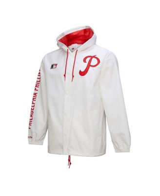Men's White Philadelphia Phillies Vintage Full-Snap Hooded Coaches Jacket