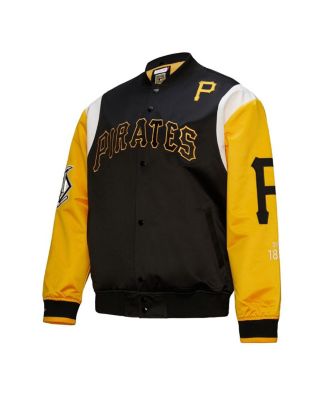 Men's Black/Gold Pittsburgh Pirates Cooperstown Collection Team Origins Satin Full-Snap Jacket